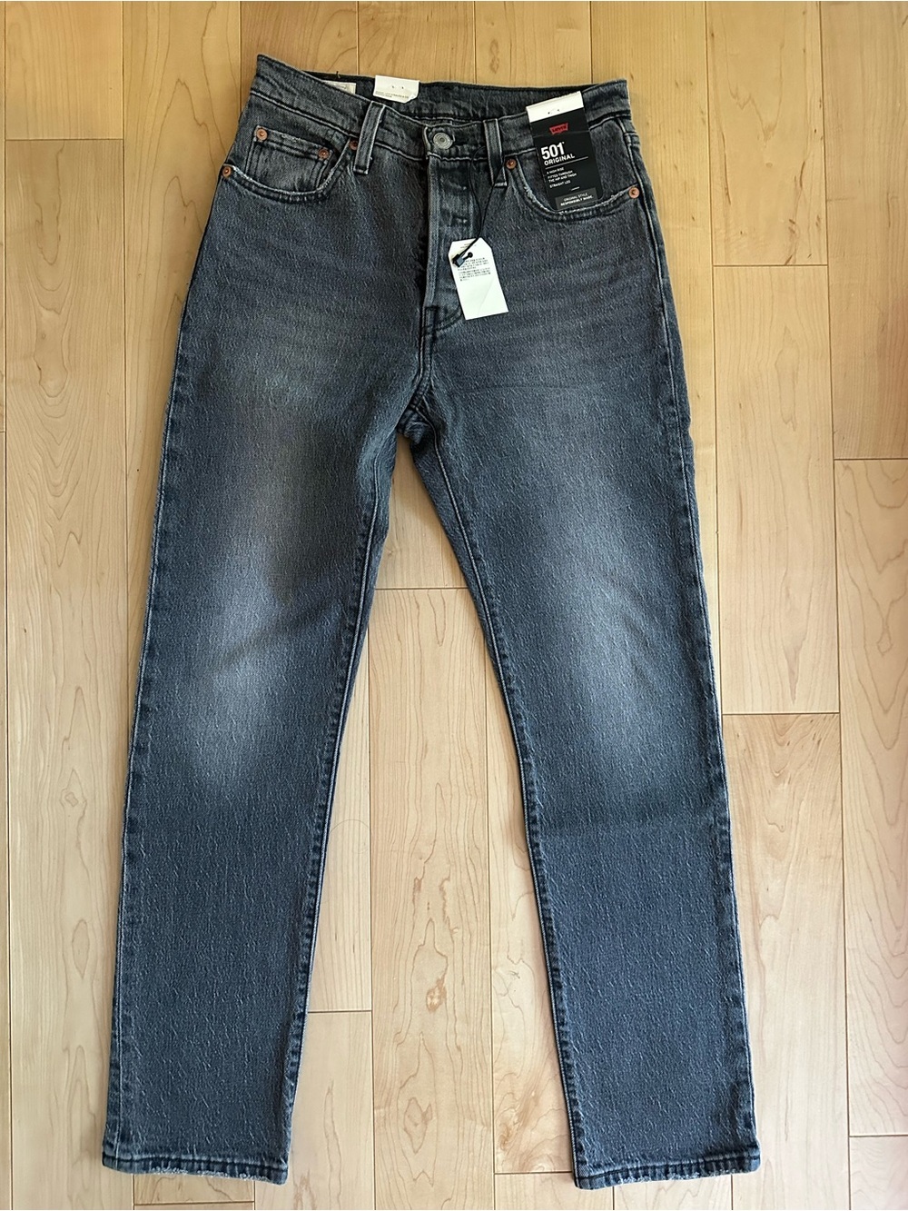 BNWT- Premium Levi's 501 Original Fit Grey Denim Jeans (25)